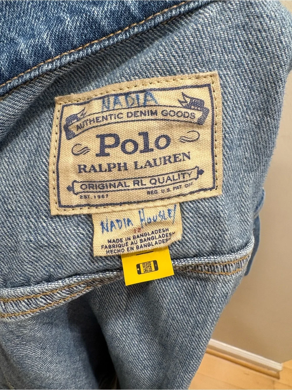 Polo Ralph Lauren Girls Denim Jacket Size 150 Raw Hem Logo Back